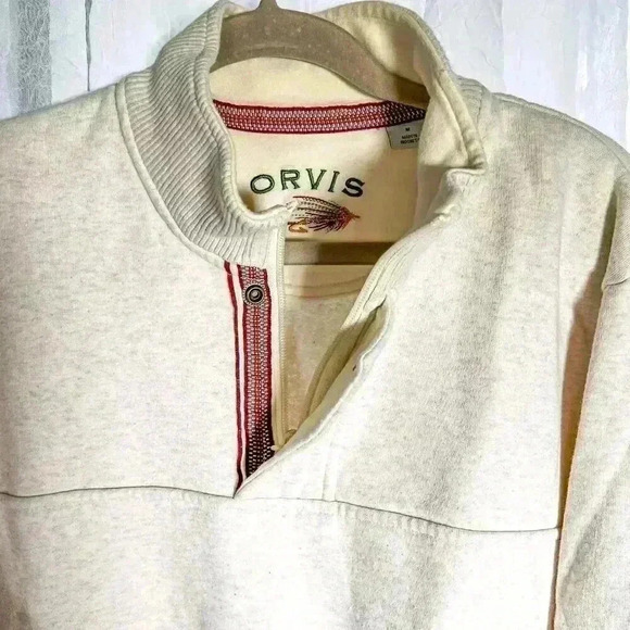 Orvis Other - Orvis  Men's Size M long sleeve white 1/4 zip mock neck sweatshirt embroidered
